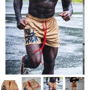 Kill Crew MUAY THAI SHORTS (MID THIGH CUT) - SAND